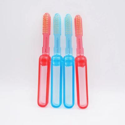 China Wholesale Foldable Toothbrush Light Transparent Foldable Handle Plastic Bristle Adult Toothbrush Customized for sale