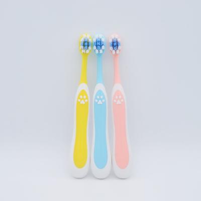 China Children Toothbrush OEM Rubber Covered Soft Bristle Light Small Handle Kids Toothbrush Cute PBT Kids Toothbrush for sale