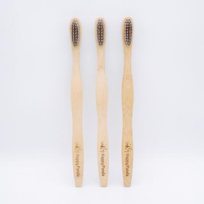 China OEM Biodegradable Wholesale Bamboo Toothbrushes With Medium Bristle Curved Stiff Bamboo Toothbrushes With Medium Bristle for sale