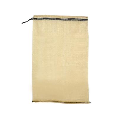 China Product Capacity 20L PP Durable Beige Recyclable Tubular Drawstring Gauze Reusable Firewood Mesh Leno Bag for sale