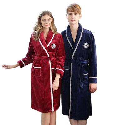 China Coral Fleece Solid Polyester Couple's Adult Super Soft Bathrobe Breathable For Hotel for sale