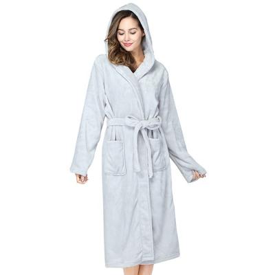 China QUICK DRY Women's Flannel Fleece Plush Bathrobe Coral Long Robe For Women for sale