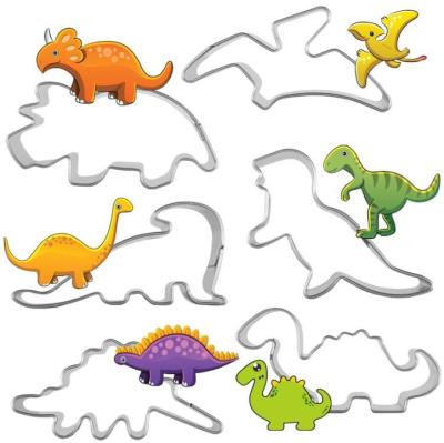 China Food Grade Stainless Steel Dinosaur Cookie Cutters / Sustainable Dinosaur Sandwich Cutter for sale