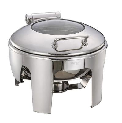 China Small Tempered Glass Food Warmer Chafing Dish / Spring Hinged Buffet Chafing Dish for sale