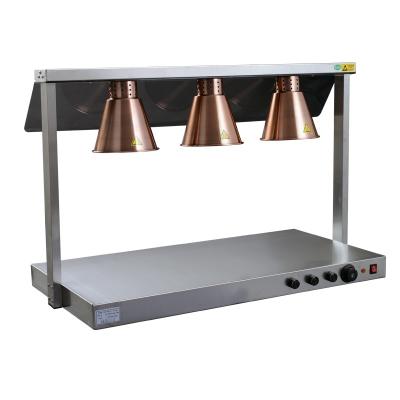 China 304 Stainless Steel Food Top Table High Quality Food Warmer Supply / 3 Heating Lamps for sale