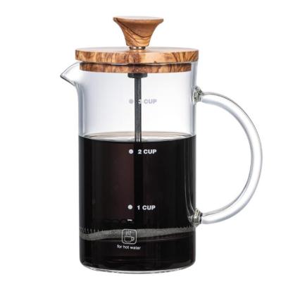 China Sustainable French Press With Wooden Lid / Manual Hand Press Coffee Maker for sale