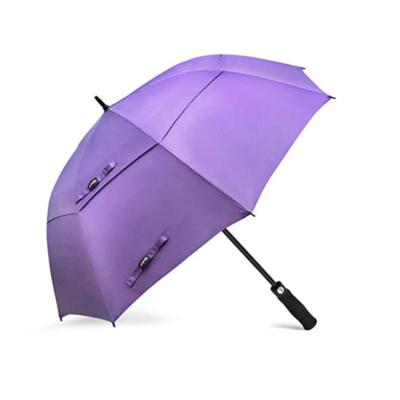 China Minimalist 68 Inch Vented Large Custom Luxuary Custom Purple Windproof Golf Umbrella With UV Coating for sale