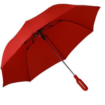 China Minimalist red foldable super light windproof automatic open commercial 2 fold ambrella umbrella with logo prints for sale