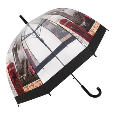 China Contemporary wholesale custom designed domed clear transparent umbrella paraguas rain windproof for sale