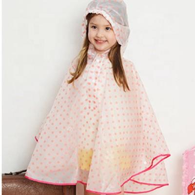 China Fashion Polk Hot Selling Bachelor's Rainwear Hotspots Printed Transparent Superlight Poncho For Kids for sale