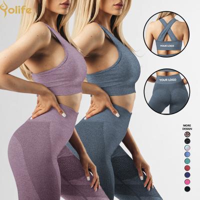 China Yolife Logo Solid Color Women Seamless Breathable Wholesale Custom Yoga Wear Set Gym Fitness Active Clothing for sale