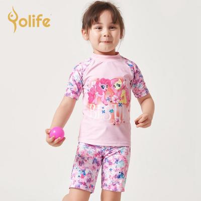 China Yolife Breathable Swimwear Girls Two Pieces Cute Cartoon Print Floral High End Swimsuit UPF 50+ Children Swimwear For Kids for sale