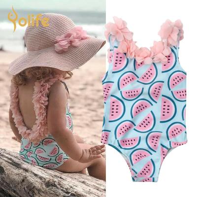 China 2021 New Flower Swimwear Baby Yolife Wear Summer Beach One Piece Swimming Swimsuit Breathable Cartoon Wetermelon Pritned Bathing Suit for sale