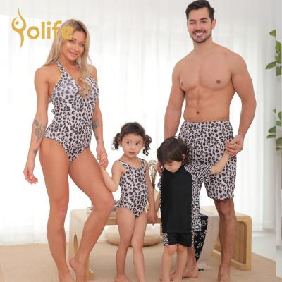 China Yolife Environmental Protection Leopard Print Family Parent Child Nylon Swimsuit 2021 New Summer Breathable Swimwear for sale