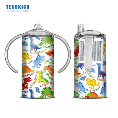 China 2 Lid Sublimation Cup Viable Vacuum Insulated Sippy Tumbler No Leak Stainless Steel Sublimation 12oz Straight Sippy Tumbler For Kids for sale