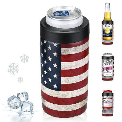 China New Style 14oz Double Tumbler Beer Mug Stainless Steel Viable Vacuum Insulated Beer Can Coole With Two Lids Option for sale