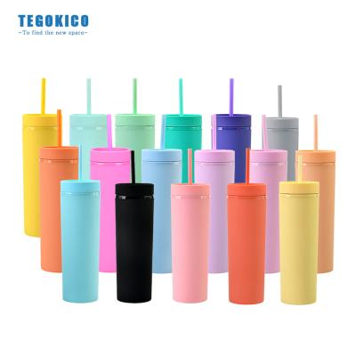 China 16oz Lean Tumbler Viable 2022 Matte Plastic Bulk Double Walled Acrylic Tumbler With Straw And Lid Eco-Friendly Water Bottles for sale