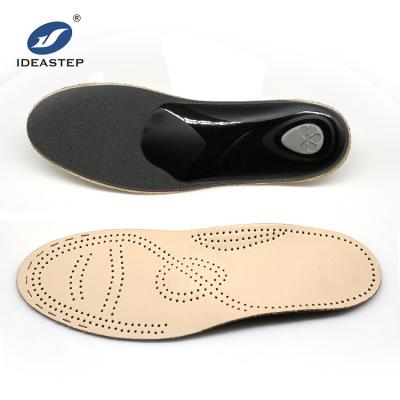 China Leather Cover for Breathable Support Moisture Absorption and IDEASTEP Genuine Leather Semi-Rigid Orthotic Insoles Odorless Men Full Body Breathable Orthotic Insoles with Arch Supports for sale