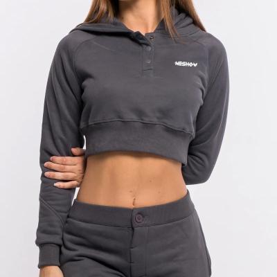 China New Design Women Anti-wrinkle Custom Logo Pullover Gym Crop Top Hoodie for sale