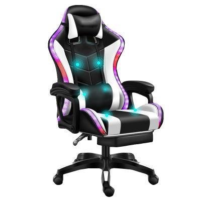 China (Size) Swivel Professional Desk LED Gamer PU Leather Gamer Ergonomic Adjustable Hot Selling Lightweight Chair for sale