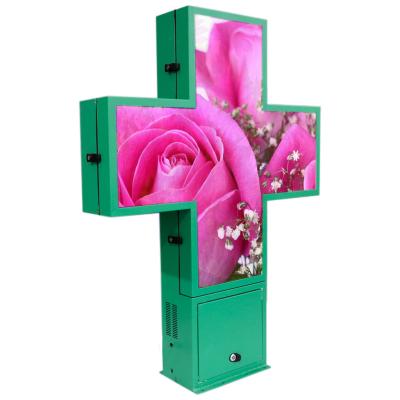 China WIFI 4G Outdoor Full Color Programmable Cross LED P10 P8 P6 P5 P4 P3 P2.5 Dual Sides LED CROSS SIGN for Pharmacy China Factory Manufacturer for sale