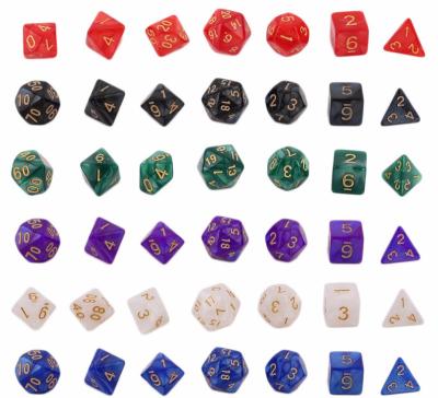 China Eco-friendly Decompression Seven-piece Bead Model Set Multi-sided Group Dice Digital Dice Stock Dice for sale