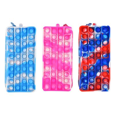 China Wholesale Squeezable Push Bubble Storage Box Busy Person Decompression Toy Silica Gel Sensory School Pencil Cases for sale