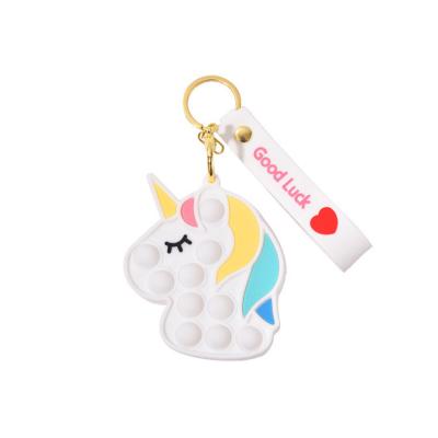 China New Style Squeezable Unicorn Coin Purse Keychain Silicone Push Bubble Squeeze Toys Funny Anti Strain Sensory Wiggle Person Toy For Kids for sale