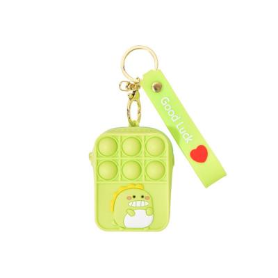 China Squeezable Cute Silicone Wallet Bag Decompression Silicone Keychain Cartoon Key Pendant for sale