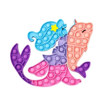 China Wholesale Popular Squeezable Stress Reliever Rainbow Color Unicorni Pushing Noise Bubble Toy Unicorn Fidget for sale