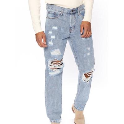 China anti-wrinkle Anti-wrinkle factory custom pants wholesale fashion denim ripped skinny slim fit distressed men's pants and homes jeans standard jeans for sale