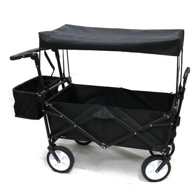 China Large Capacity Folding Hand Cart Easy Folding Pull Garden Cart Utility Cart 4 Wheels With Removable Canopy for sale