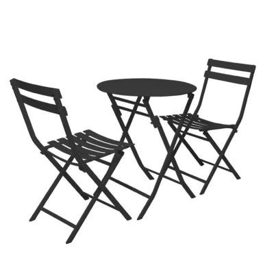 China Wholesale Colorful Metal Bistros Garden 3pcs Folding Table And Chair Easy Carry Set Set for sale