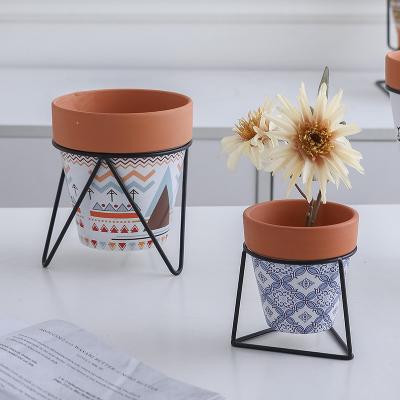 China Contemporary Factory Direct Vintage Pot Set Pots Matched Terracotta Clay Planter for sale