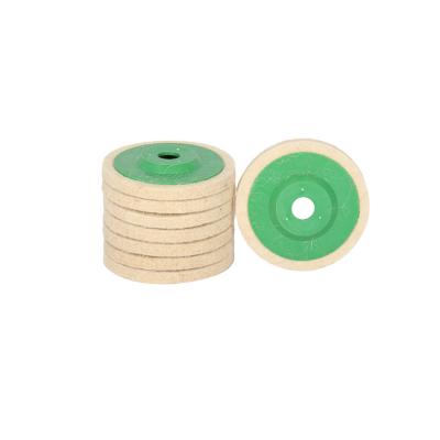 China Wear Resistant Abrasives Green Wool Felt Polishing Wheel For Metal Car Glass WFW-002O for sale