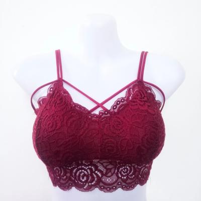 China QUICK DRY Fitness Lace Bralette Women And Young Girls Sexy Bra Cami Floral Lace Removable Padded Wholesale Bras for sale