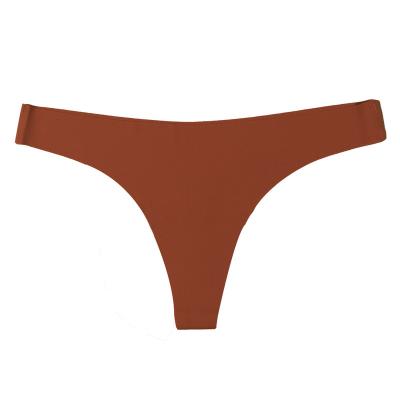 China Custom Women's Low Rise Antibacterial Plus Size Ice Cotton Lingerie Panties Silk Ultra Thin Seamless Thongs for sale