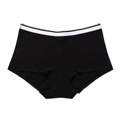 China Girls Antibacterial Breathable Elastic Waist Factory Rise Mid Cotton Ribbed Ladies Panties Seamless Tight Underwear for sale