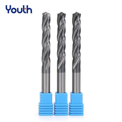 China Youth Carbide 3 Flute Tungsten Carbide Drill Bit Twists Drill Bit Hexes Shank For Stainless Steel for sale