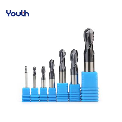 China Burning & Youth 2F Solid Carbide Ball Nose End Mill Milling Cutters Inch Size With Liner for sale