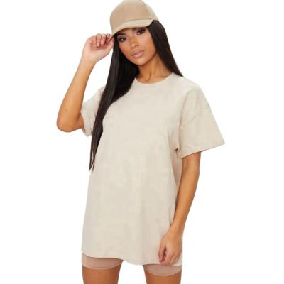 China OEM/ODM Anti-Wrinkle Summer White Loose Long Style Round Neck Soft High Quality Customized T-Shirt For Women for sale