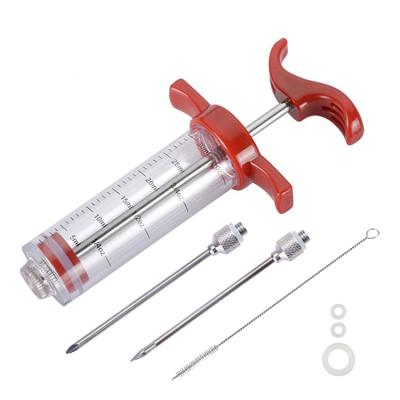 China Viable Factory Wholesale Plastic 1OZ Marinade Injector Syringe With Meat Screw Needle For BBQ Grill for sale