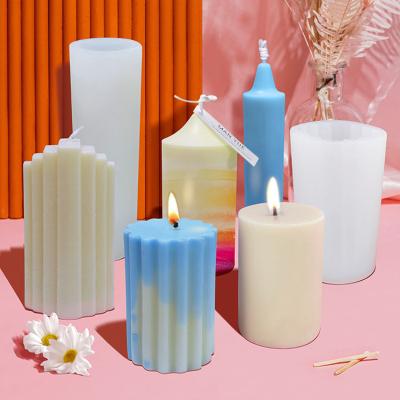 China Stocked Silicone Stripe Mold Pillar Candle Molds DIY Cylinder Candle Soap Silicone Mold Spiral Cylinder Candle Molds for sale