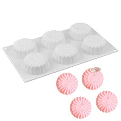 China Viable 6 Cavity Mooncake Origami Form Silicone Cake Mold Moon Cake Mold for sale