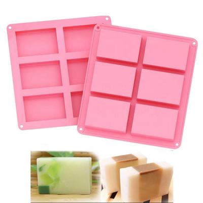 China Sustainable Easy Version 6 Cavities Rectangle Silicone Soap Mold For Making 100g Soap for sale