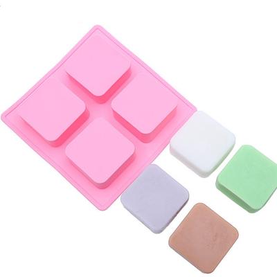 China Viable Silicone Mold Cake Silicone Mold 4 Cavity Square Handmade Soap Silicone Mold DIY Soap Mold For 130g Soap 6.6x6.6x3cm for sale