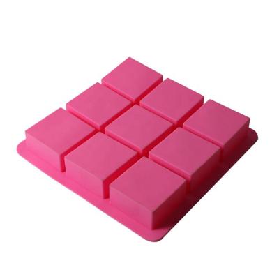 China Sustainable Soap Silicone Mold 9 Cavity Square Handmade Soap Mold 6x6x3cm for sale