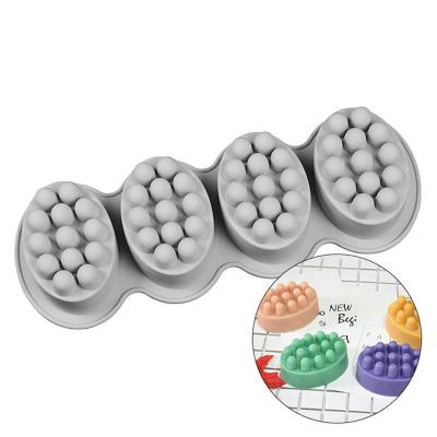 China 4 Cavity Viable Silicone Soap Oval Mold for sale