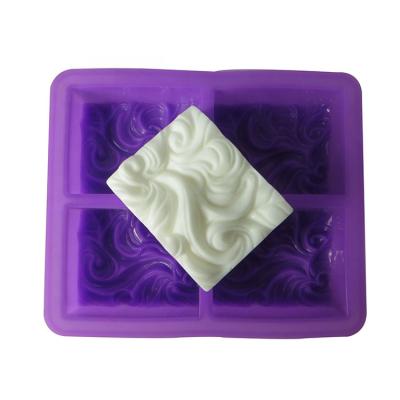 China Model 4 Cavities DIY Soap Silicone Mold Viable Abstract Wave Rectangular Silicone Mold For Handmade Soap Making for sale