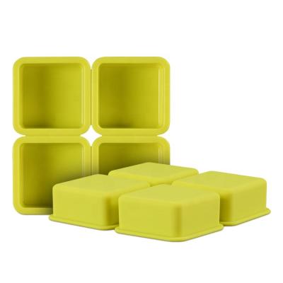 China Version 4 Cavity Easy Viable Square Shape Cake Mold Handmade Soap Mold Silicone for sale